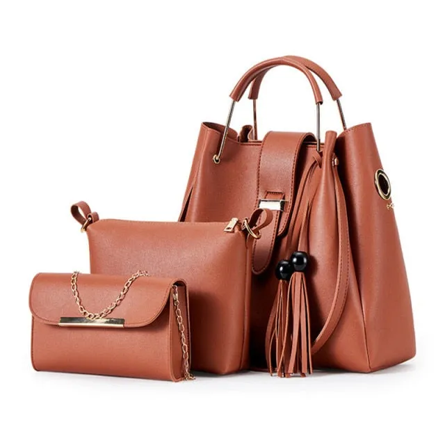 3PCS Composite Casual Leather HandBags For Women