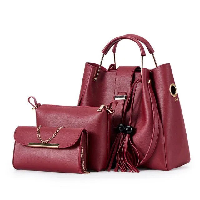 3PCS Composite Casual Leather HandBags For Women