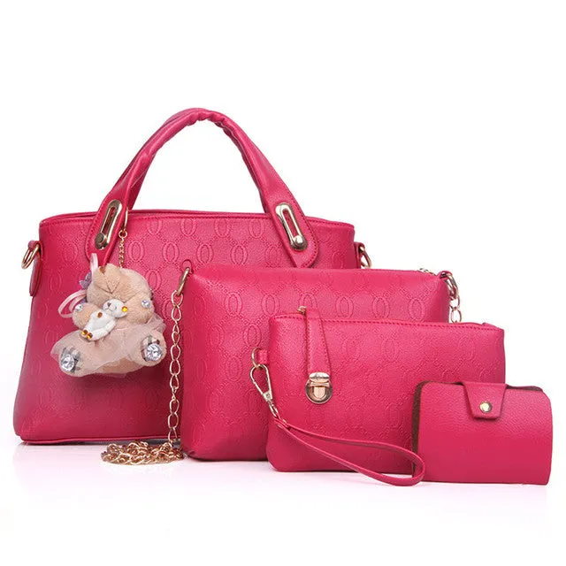 4pcs/Set Women PU Leather Luxury Designer Handbag