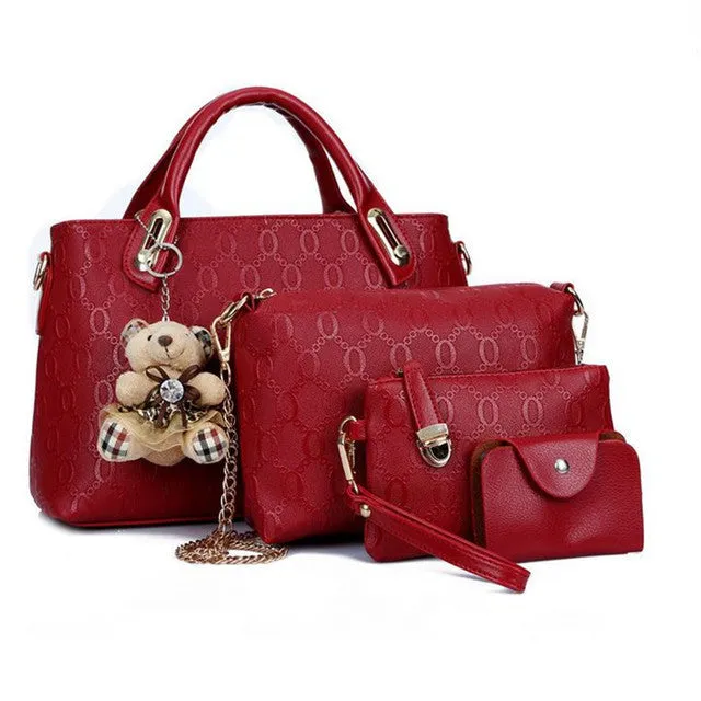 4pcs/Set Women PU Leather Luxury Designer Handbag