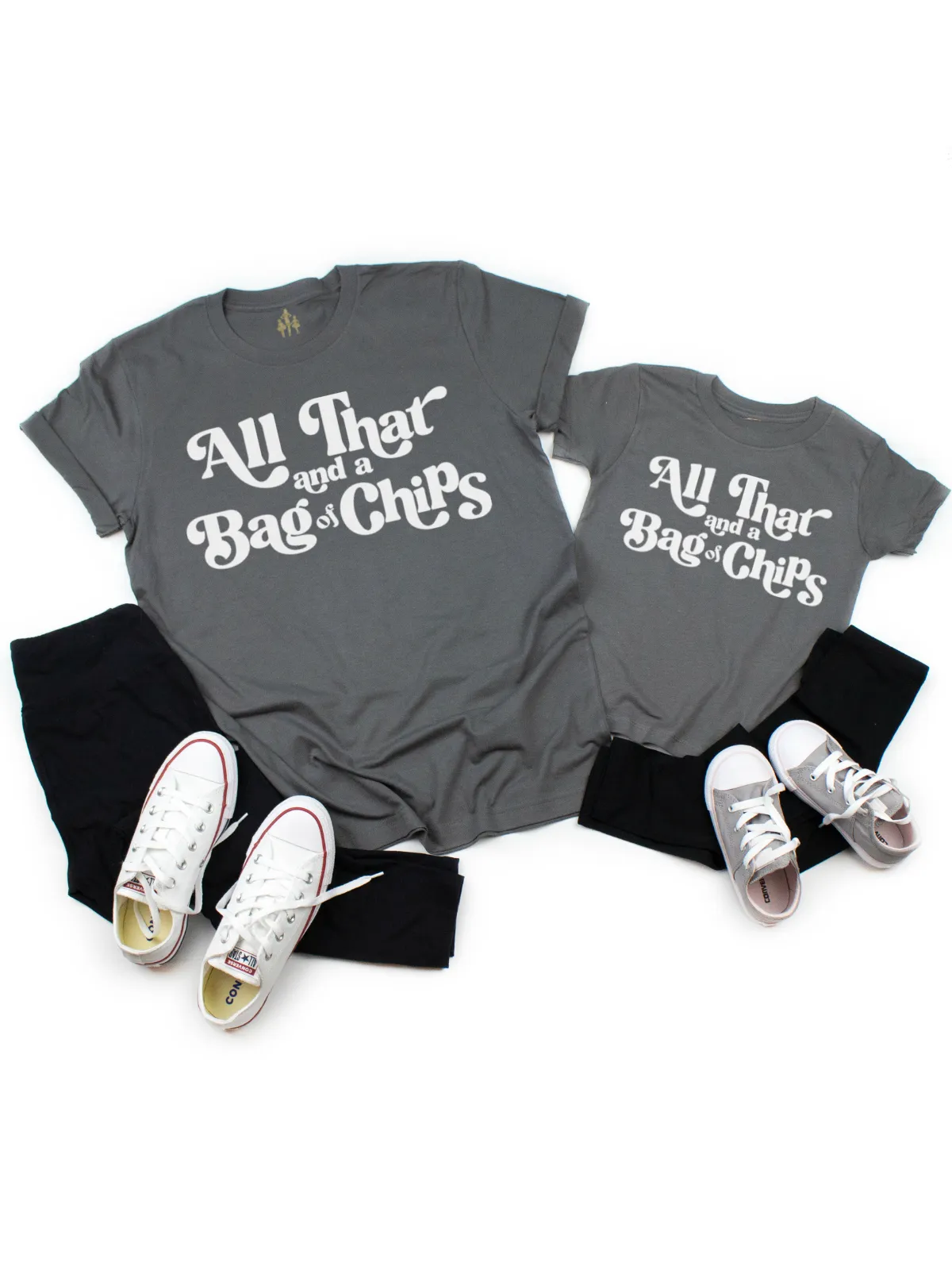 All That and a Bag of Chips Mommy and Me Matching Shirts - Asphalt Gray