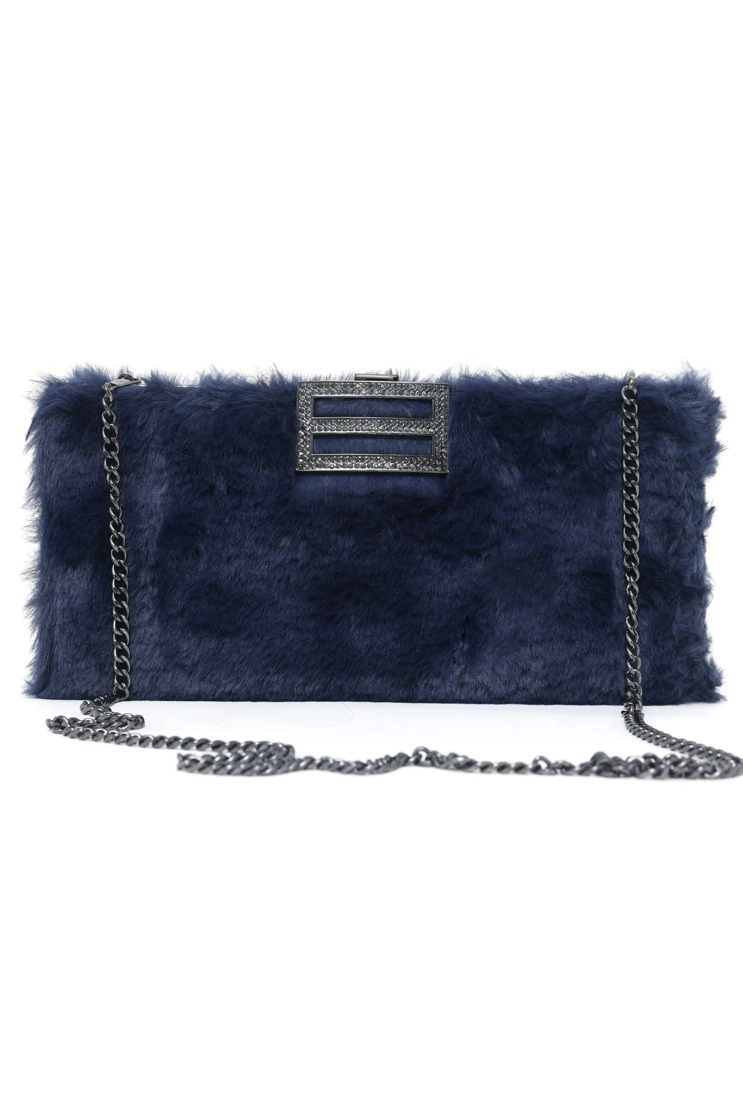 ALMAS FUR CLUTCH-BLUE