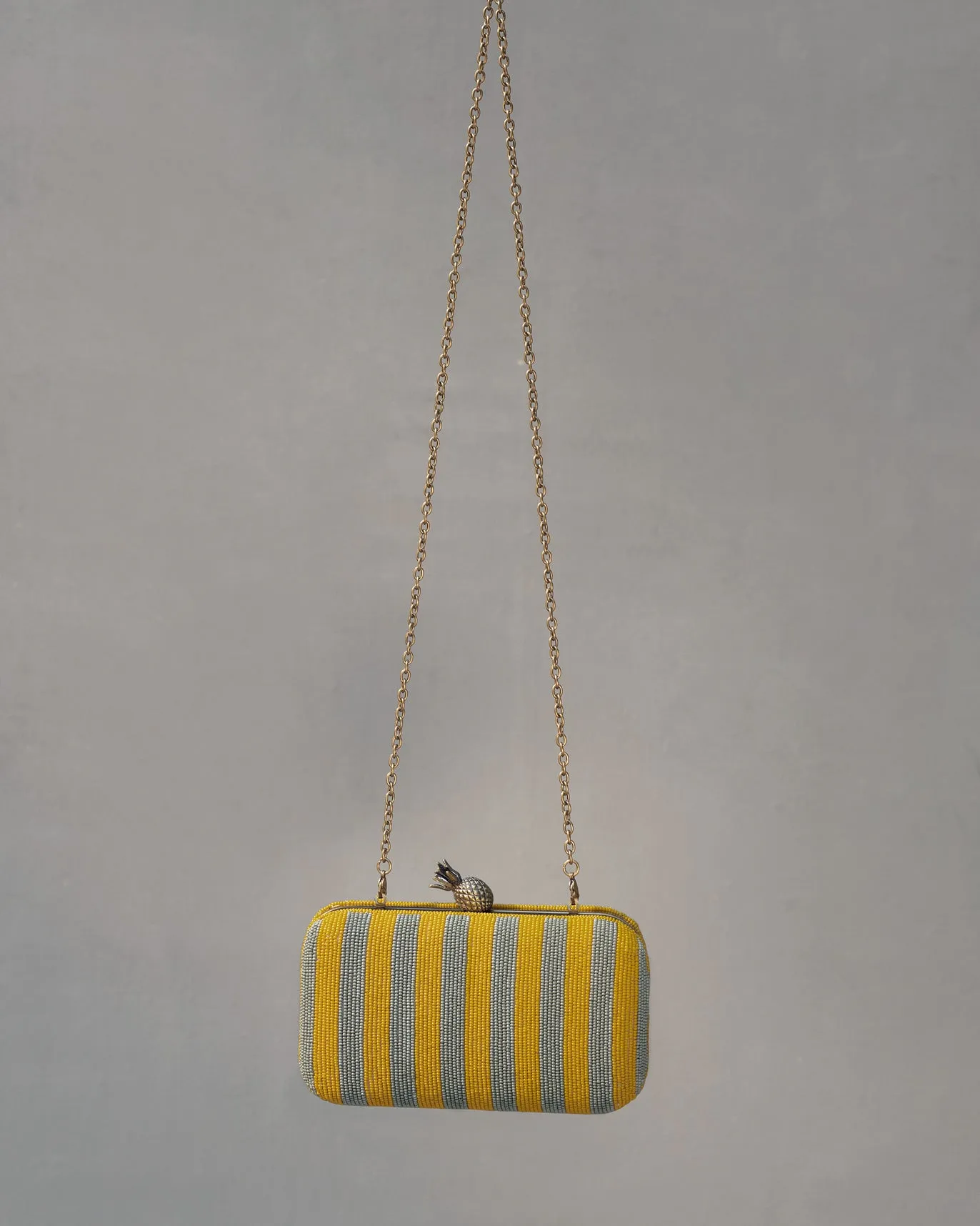 Ananas Clutch - Yellow & Grey Stripes