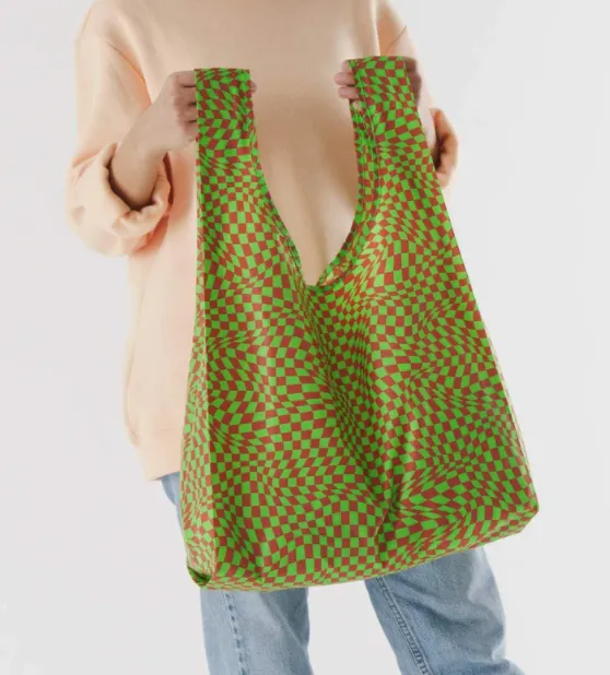 Baggu Green Trippy Checker