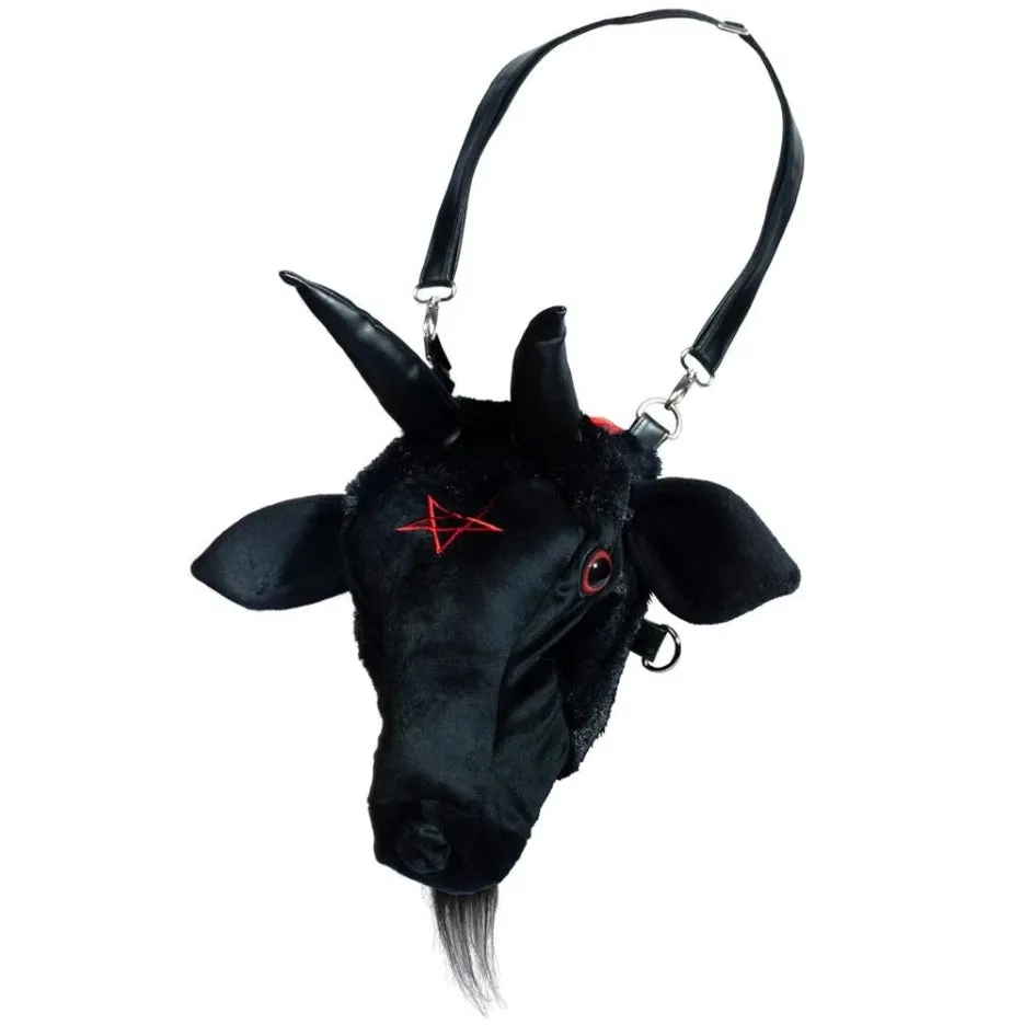 Baphomet Head Plush Convertible Purse converts to backpack