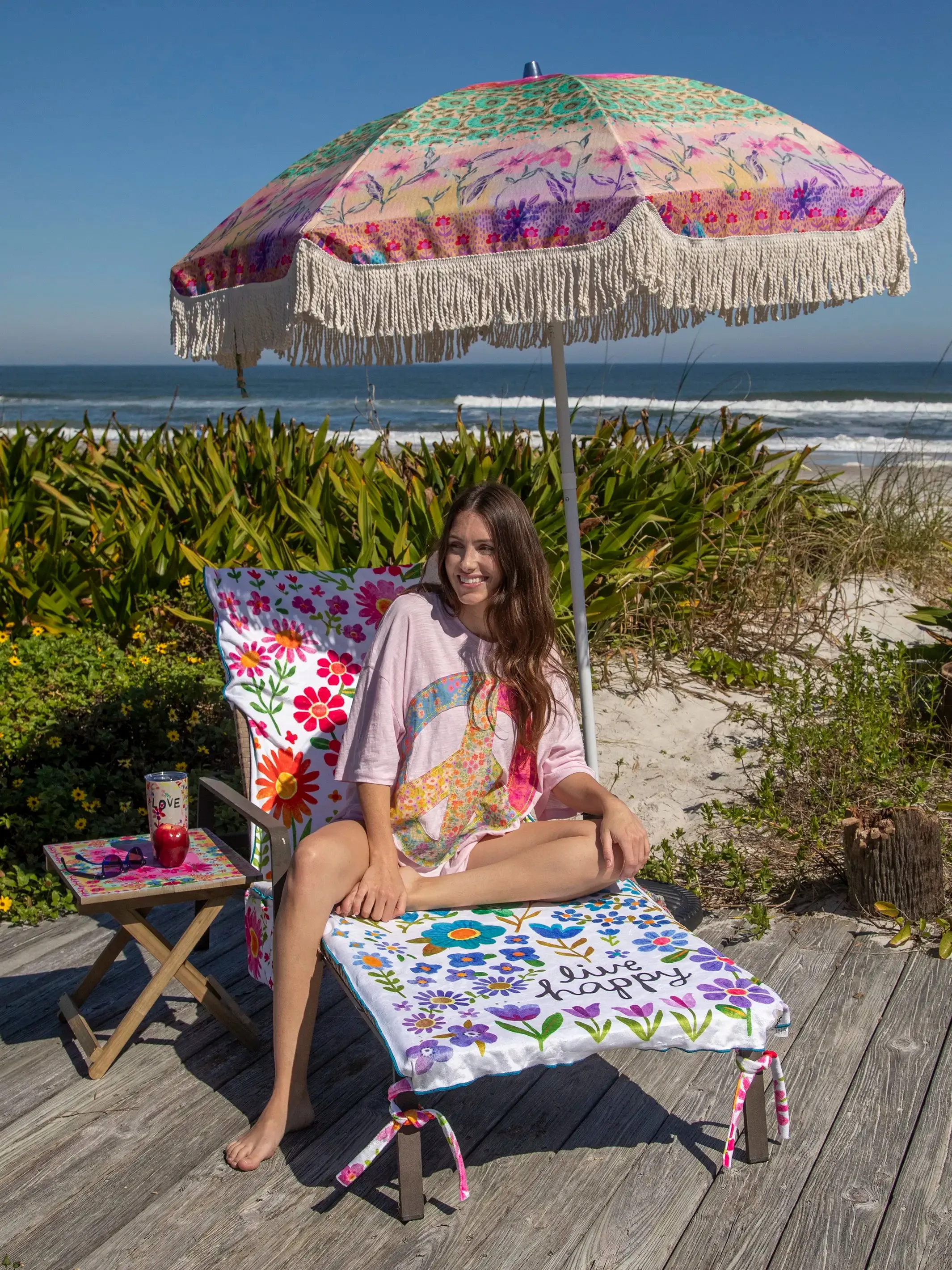 Beach Chair Towel & Tote - Live Happy