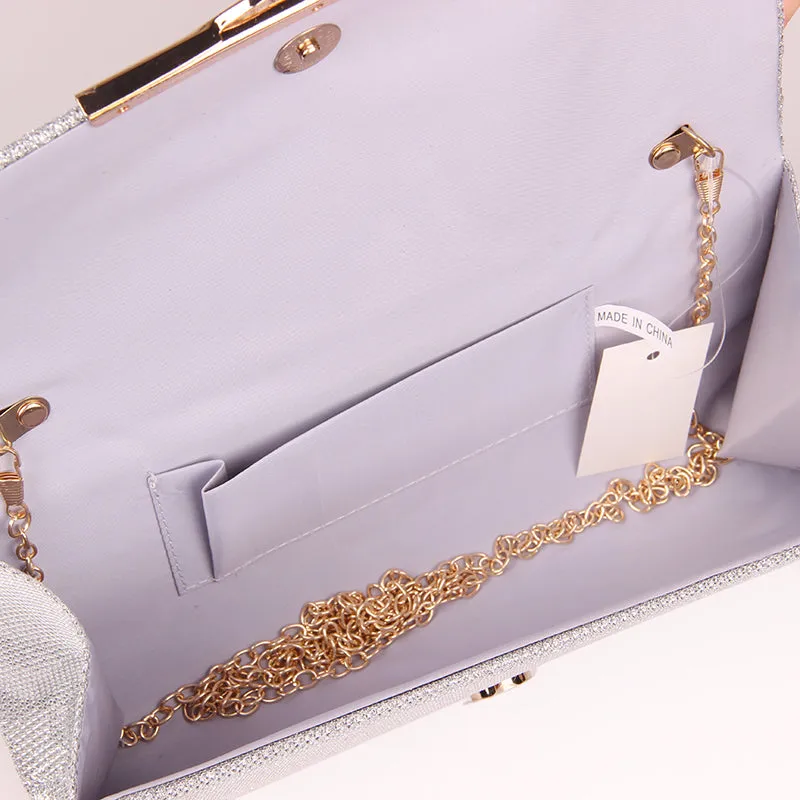 Beautiful Shiny Women Evening Party Clutch Bag With Chain Luxury Glitter