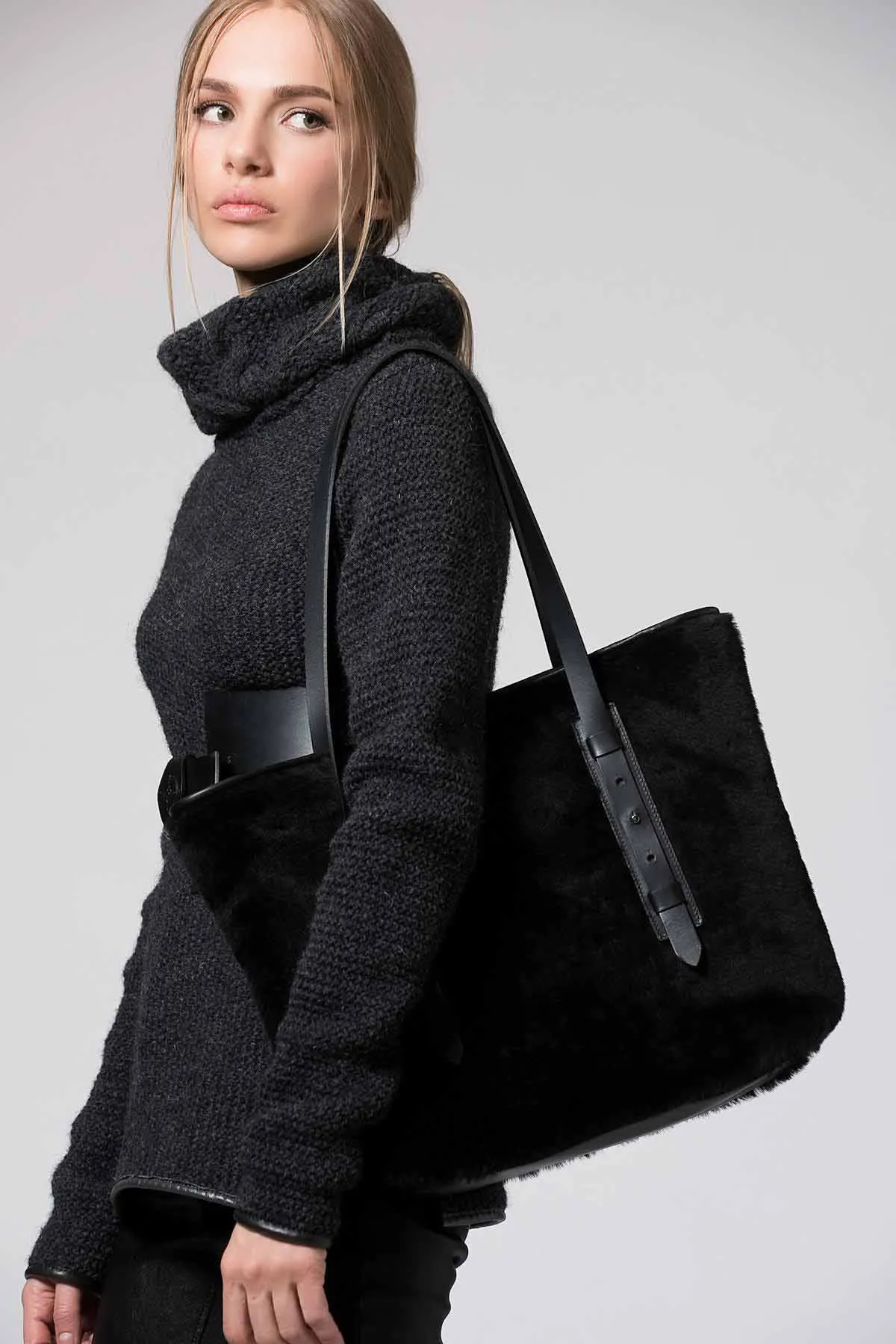 Black Shearling Bag