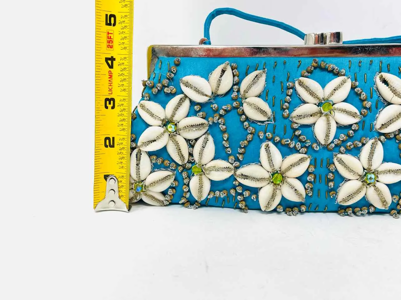 Blue/White Seashells Embellished Vintage Clutch Purse