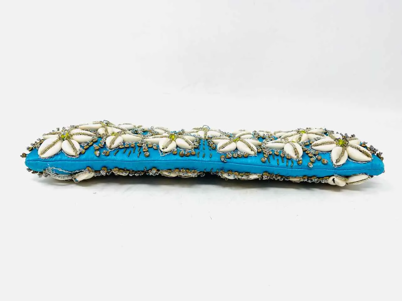 Blue/White Seashells Embellished Vintage Clutch Purse