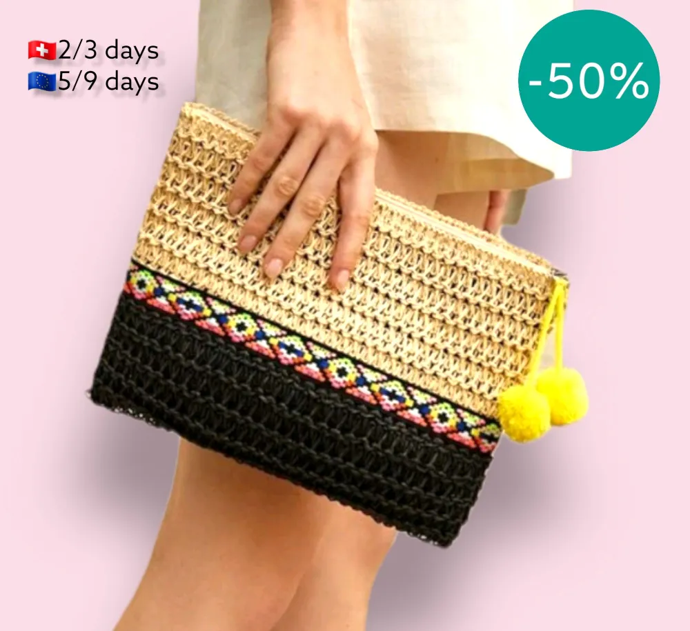 Bolso Clutch Verano Pompon