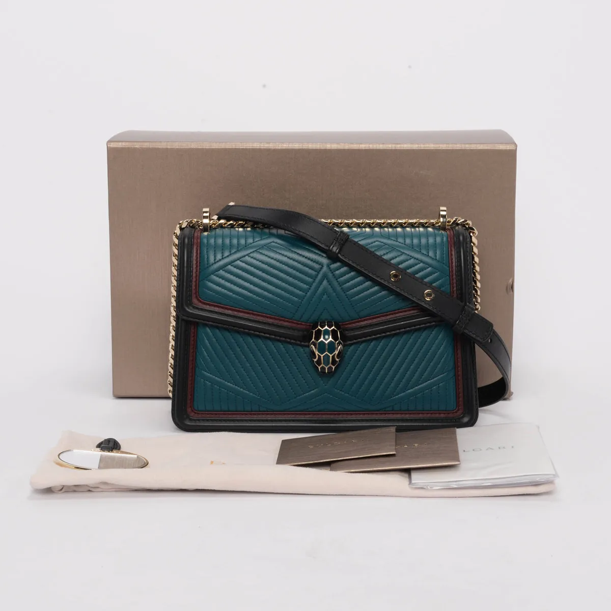 Bulgari Tri-Colour Nappa Diamond Blast Serpenti Forever Bag