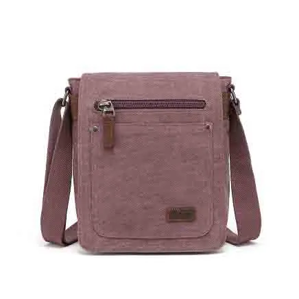 Canvas Shoulder Bag with 7 Pockets