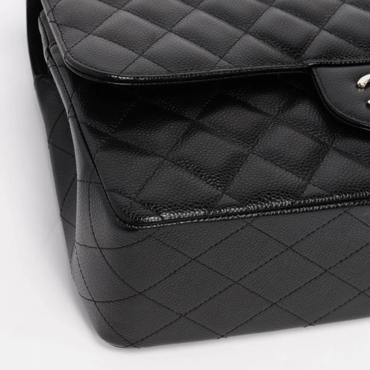 Chanel Black Caviar Large Double Flap Shoulder Bag