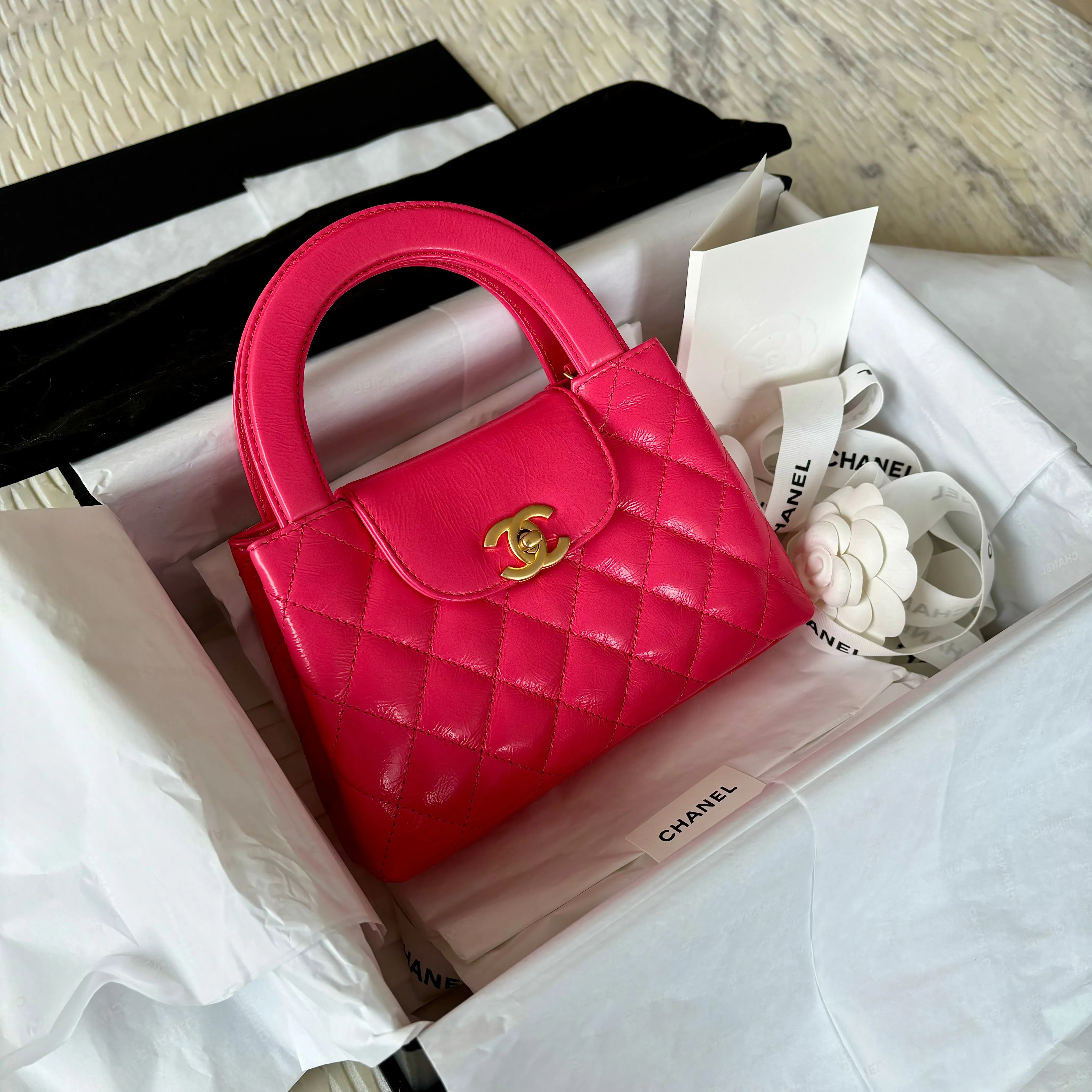 Chanel Kelly Shopping Bag Small Pink Calfskin