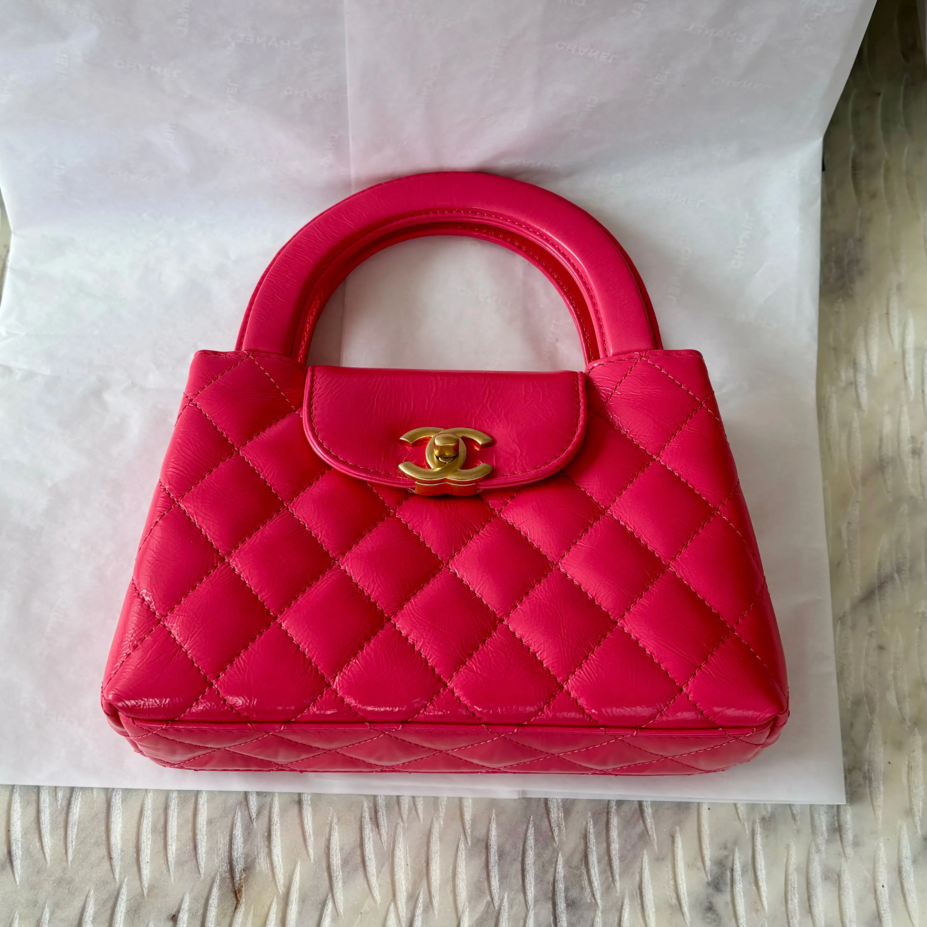 Chanel Kelly Shopping Bag Small Pink Calfskin