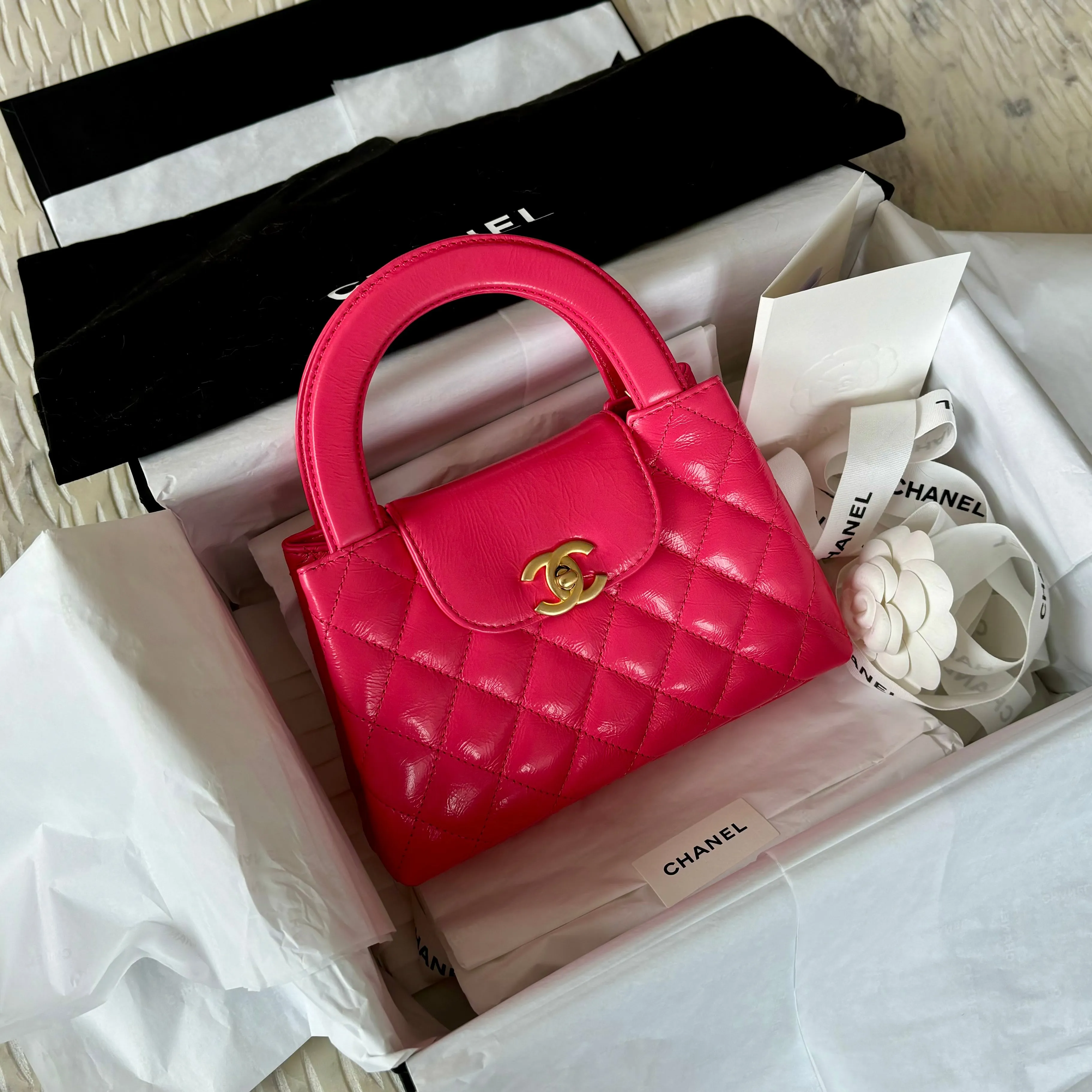 Chanel Kelly Shopping Bag Small Pink Calfskin