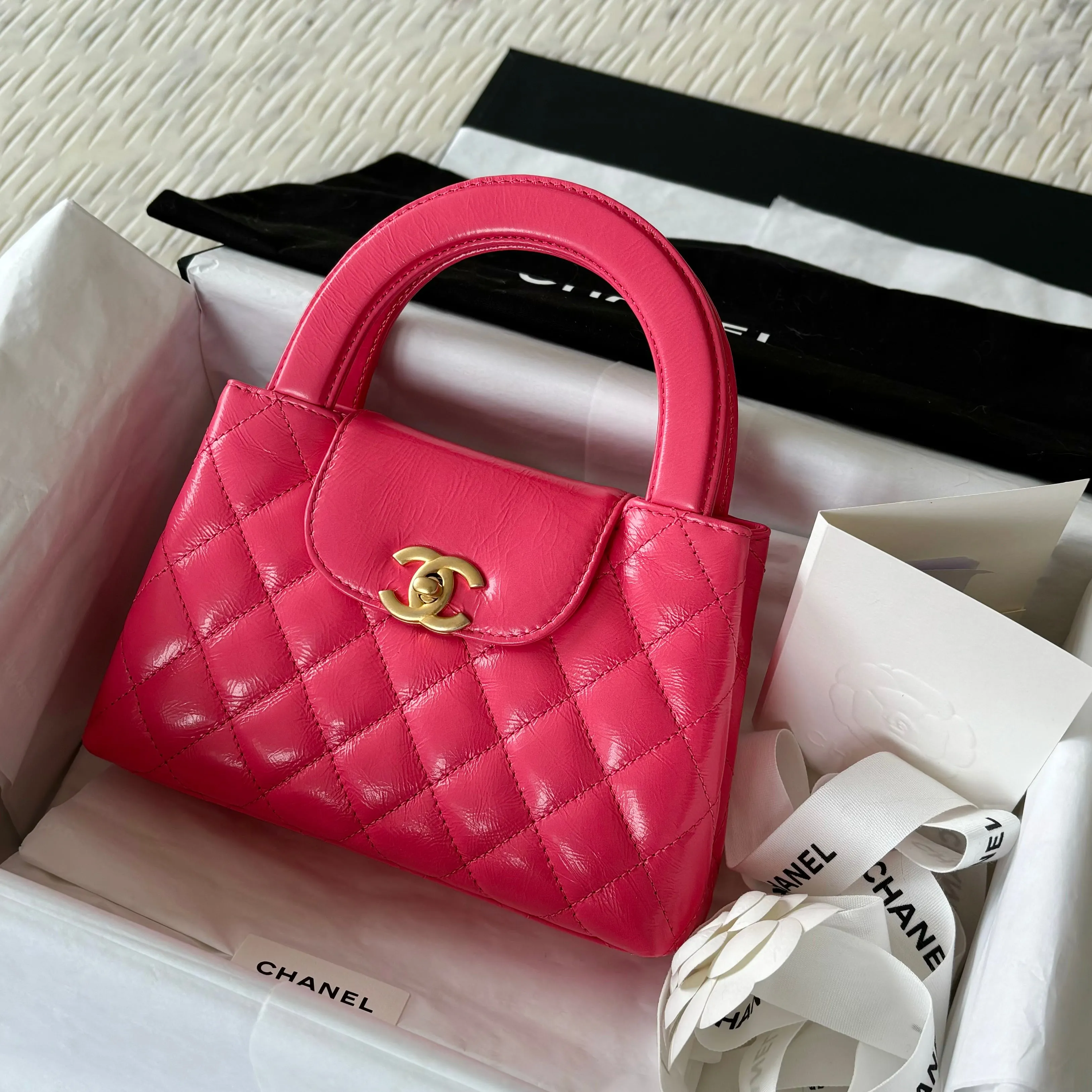 Chanel Kelly Shopping Bag Small Pink Calfskin