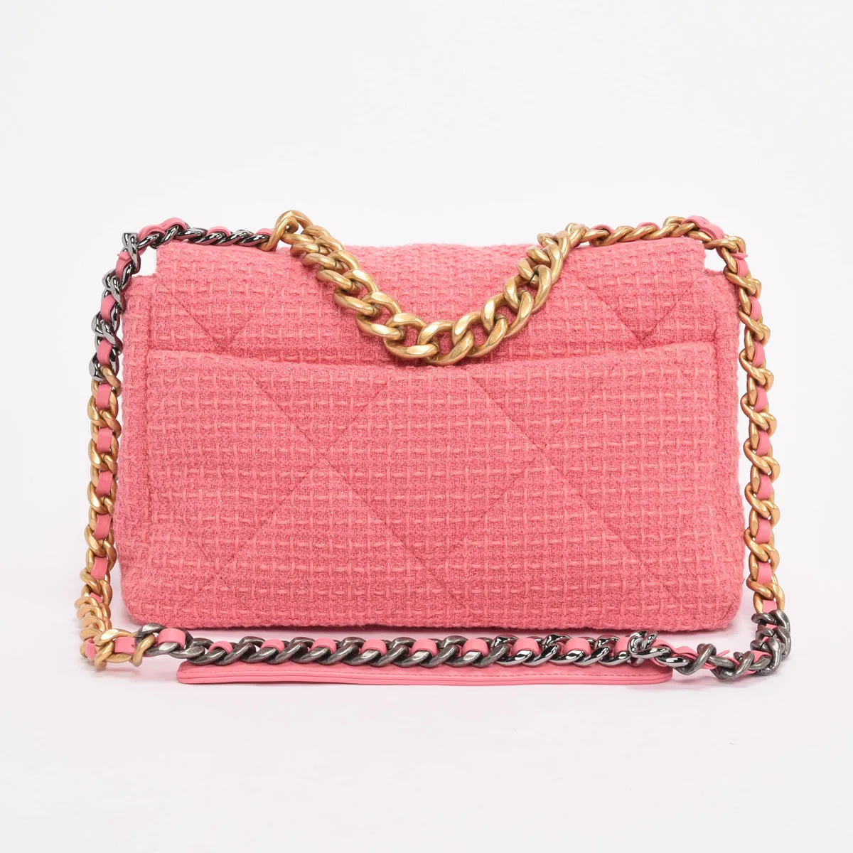 Chanel Pink Glitter Tweed Large Chanel 19 Flap Bag