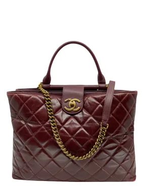 Chanel Quilted Large Gold Bar Top Handle Tote