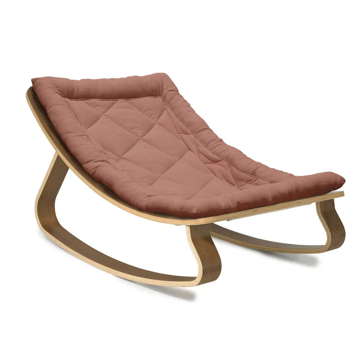 Charlie Crane Levo Baby Rocker in Walnut with Bois de Rose Cushion