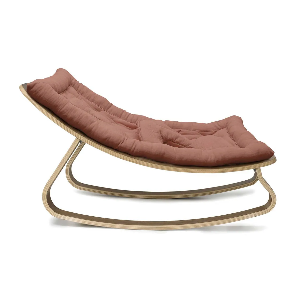 Charlie Crane Levo Baby Rocker in Walnut with Bois de Rose Cushion