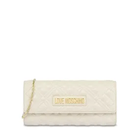 Clutch Donna Trapuntata con Tracolla LOVE MOSCHINO linea Lettering Logo Avorio