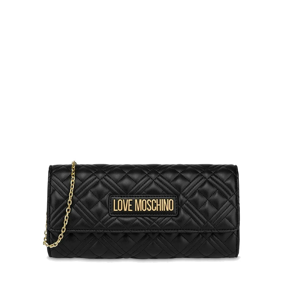 Clutch Donna Trapuntata con Tracolla LOVE MOSCHINO linea Lettering Logo colore Nero