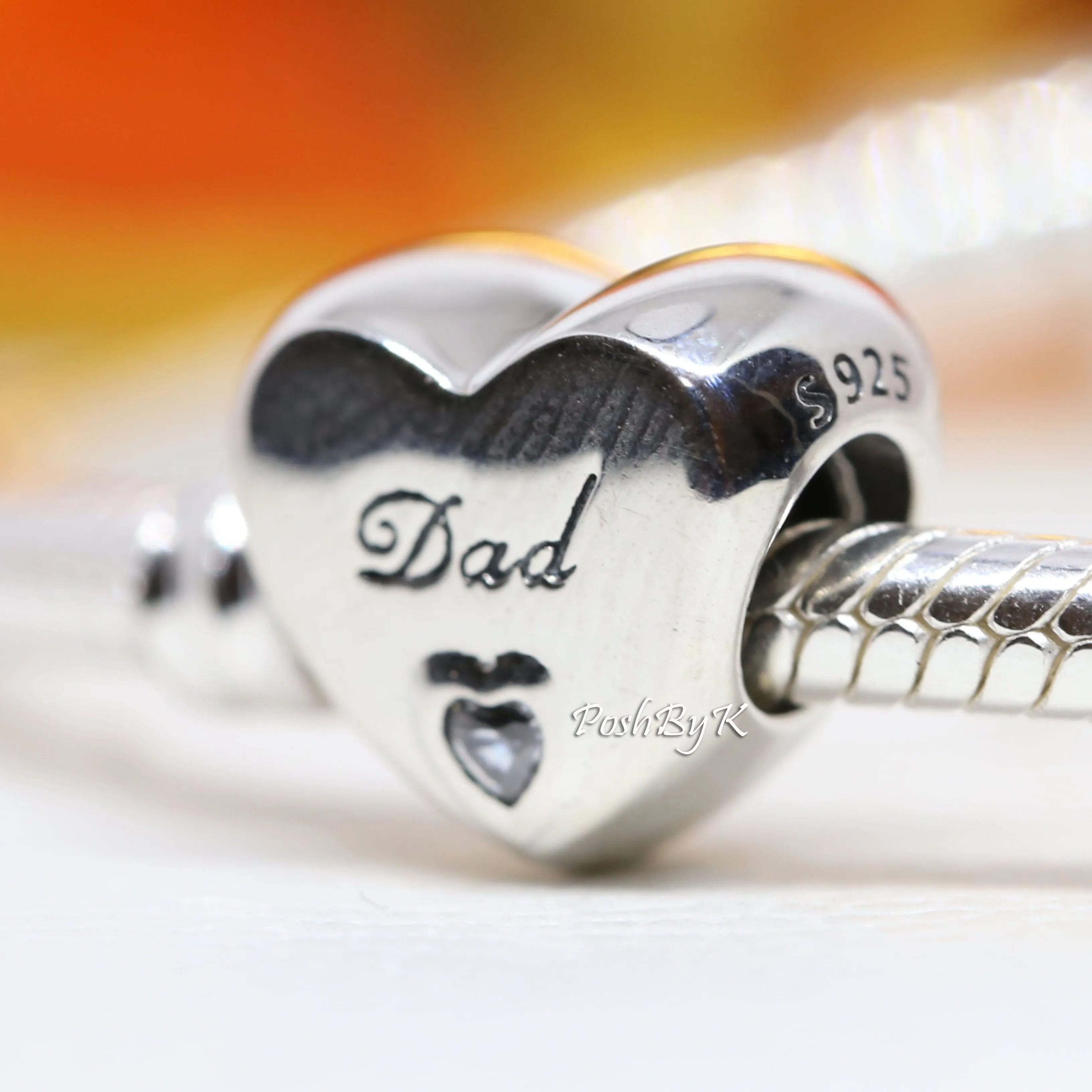 Dad Heart Charm 796458CZ