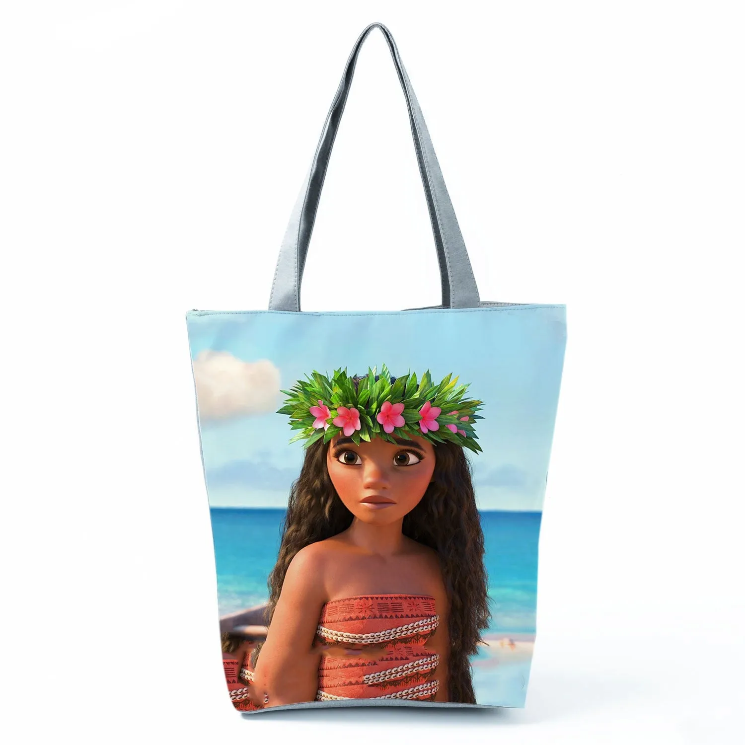 Disney Moana Printing Handbags Child Black Person Women Shoulder Bag Eco Reusable Shopping Bag Girl Beach Bag Custom Pattern