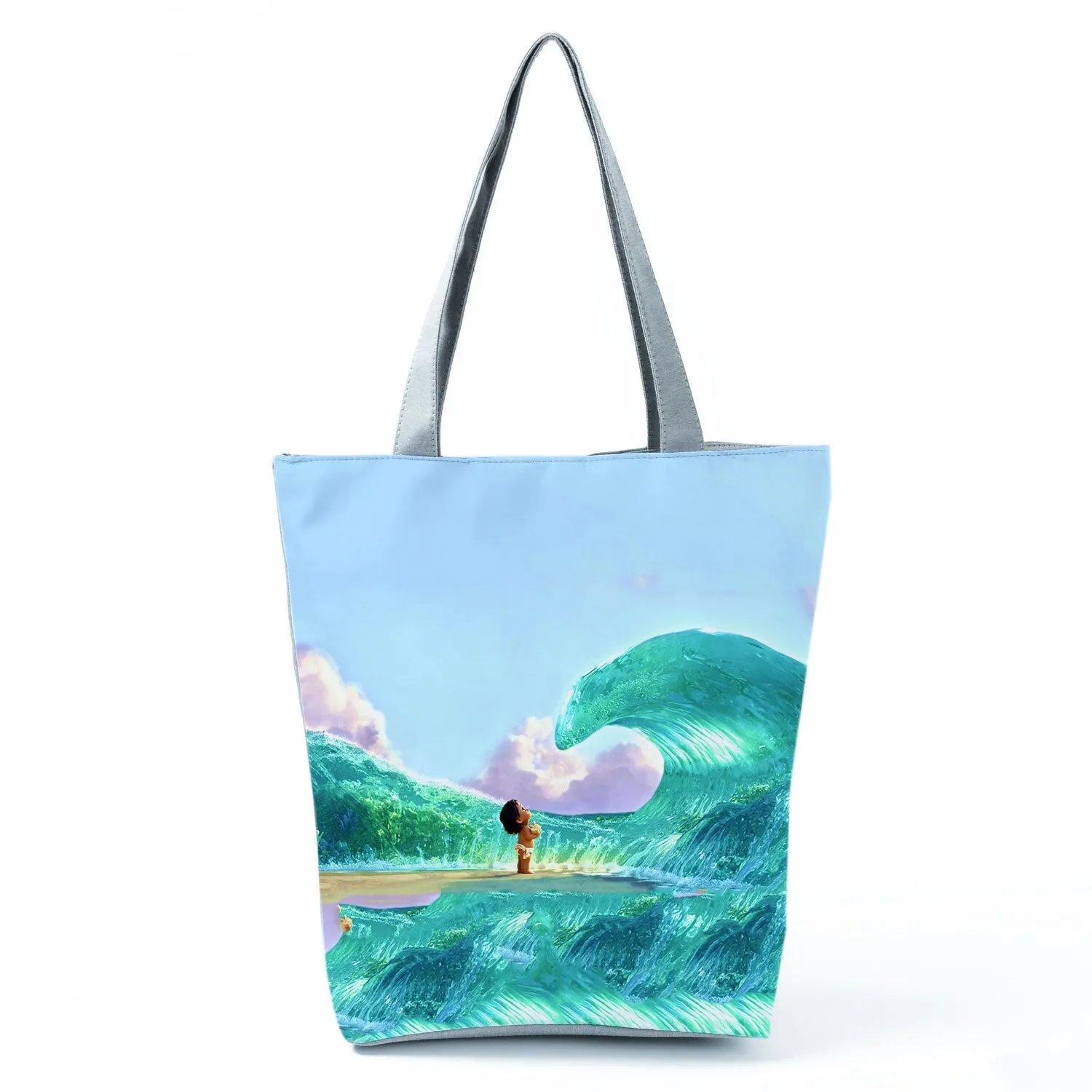 Disney Moana Printing Handbags Child Black Person Women Shoulder Bag Eco Reusable Shopping Bag Girl Beach Bag Custom Pattern