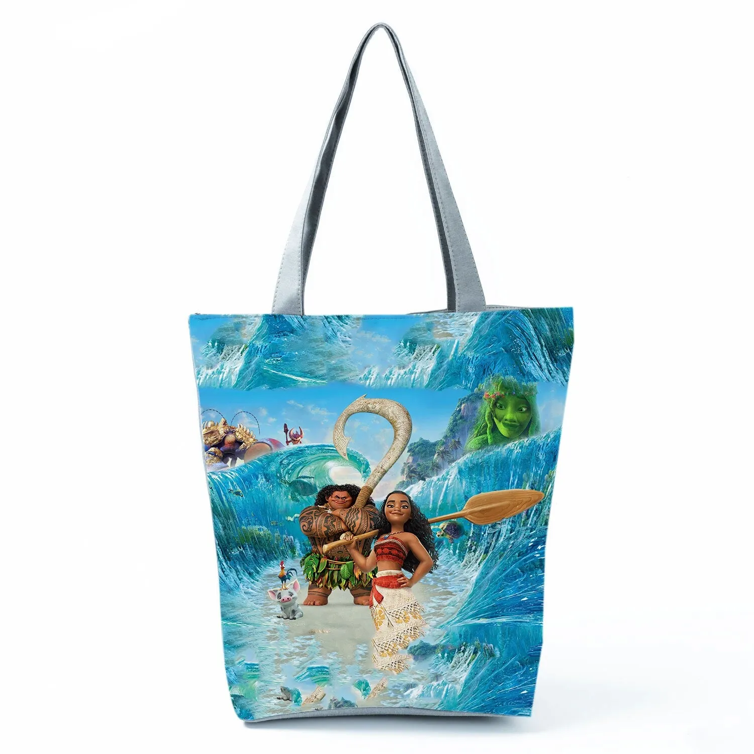 Disney Moana Printing Handbags Child Black Person Women Shoulder Bag Eco Reusable Shopping Bag Girl Beach Bag Custom Pattern