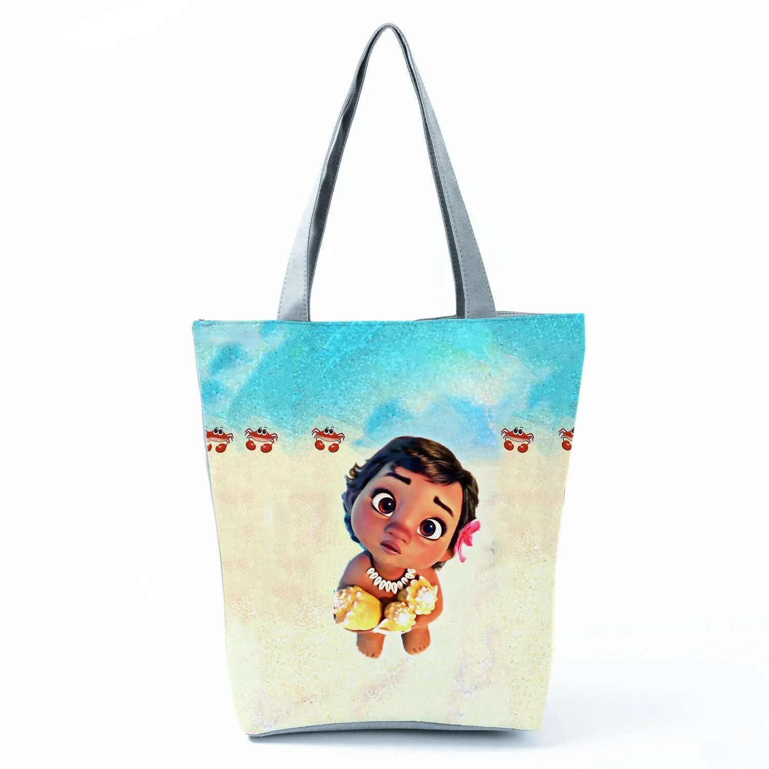 Disney Moana Printing Handbags Child Black Person Women Shoulder Bag Eco Reusable Shopping Bag Girl Beach Bag Custom Pattern