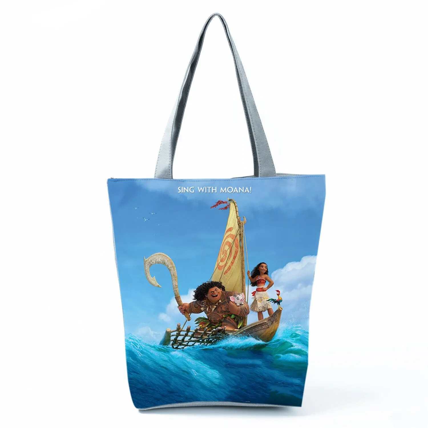 Disney Moana Printing Handbags Child Black Person Women Shoulder Bag Eco Reusable Shopping Bag Girl Beach Bag Custom Pattern