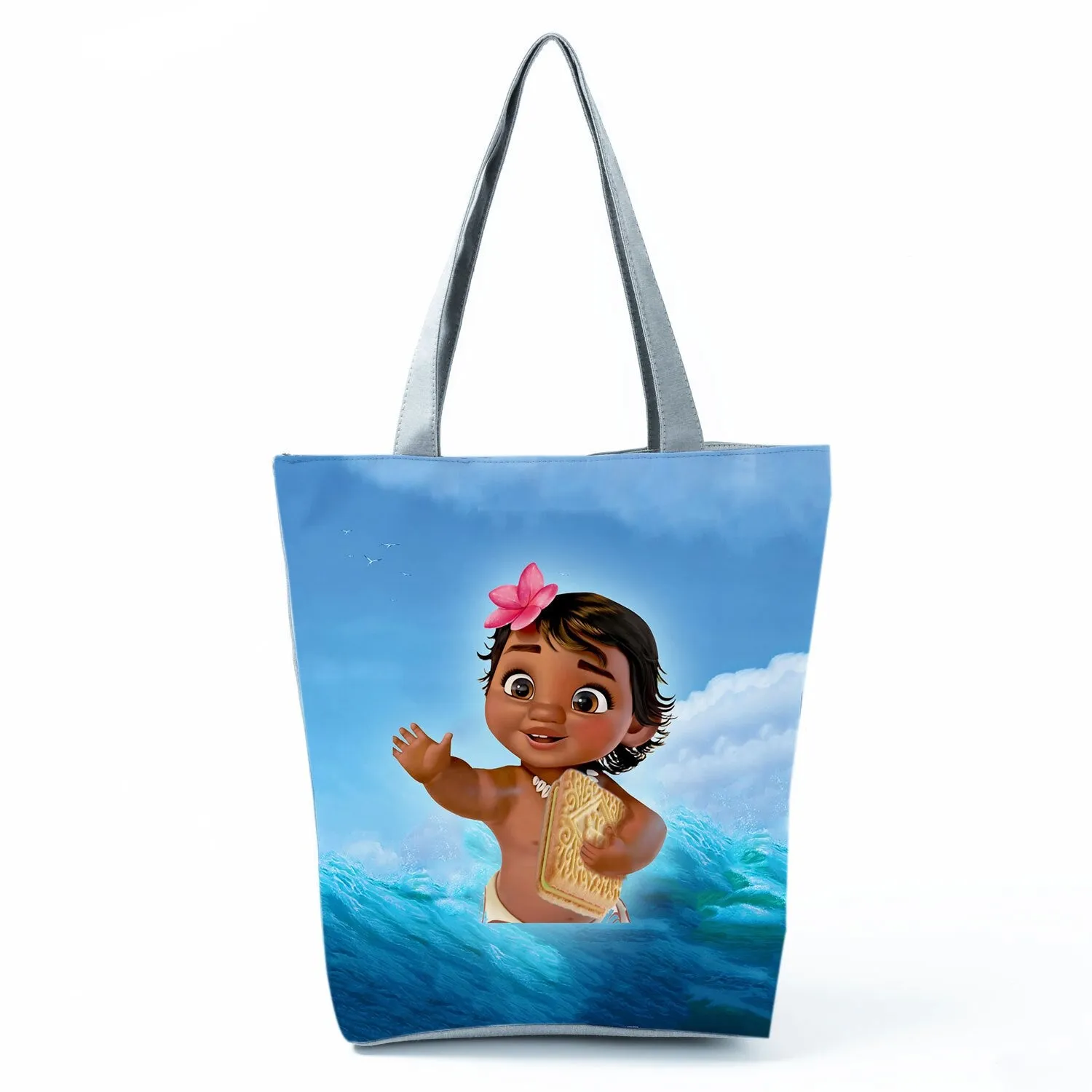 Disney Moana Printing Handbags Child Black Person Women Shoulder Bag Eco Reusable Shopping Bag Girl Beach Bag Custom Pattern