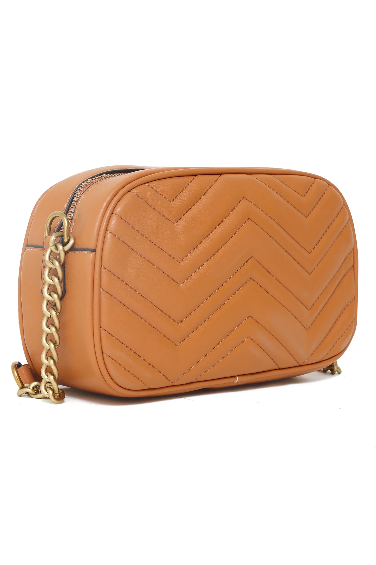 ELEGANT CHEVRON CROSSBODY-CAMEL