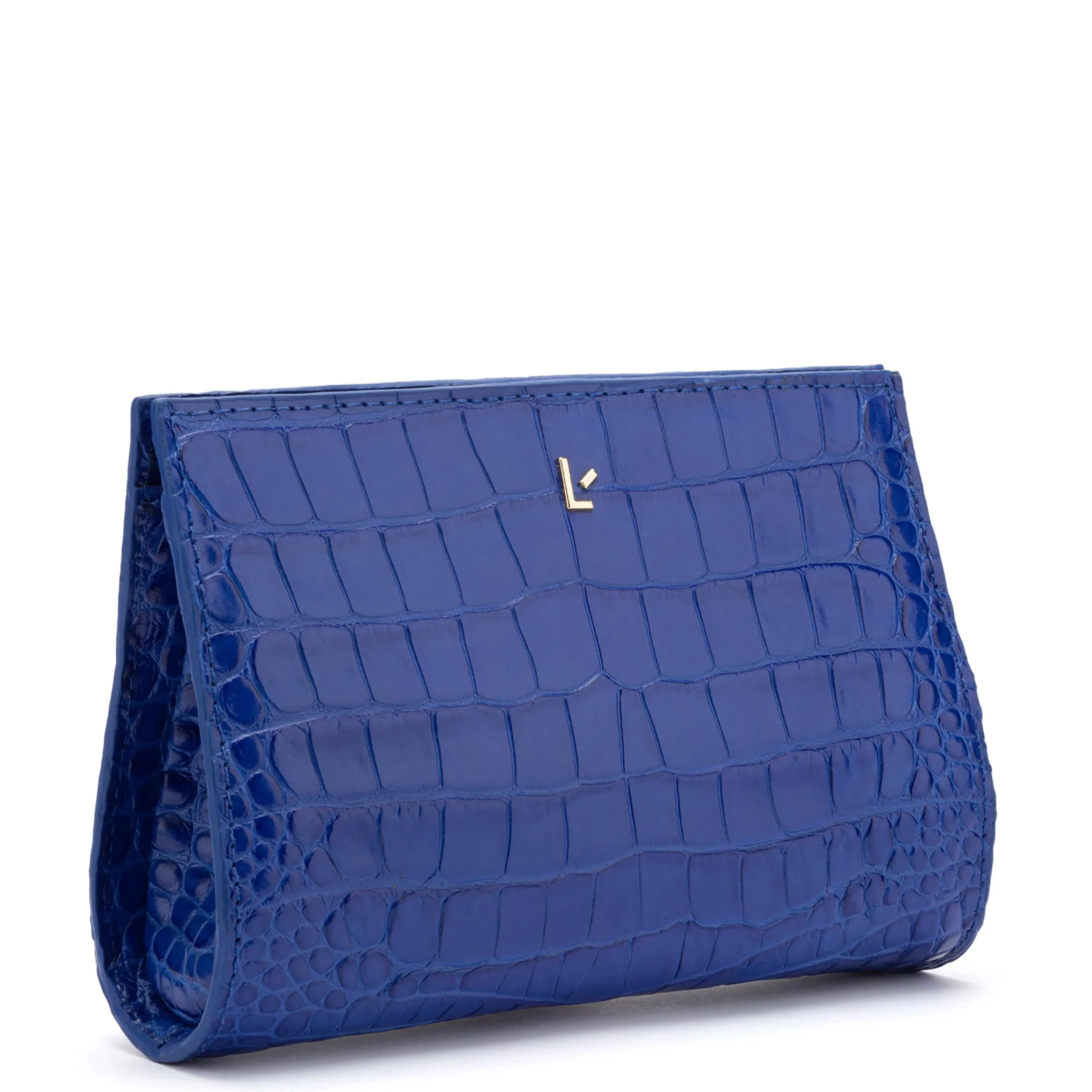 Erin Clutch In Royal Blue Stamped Leather