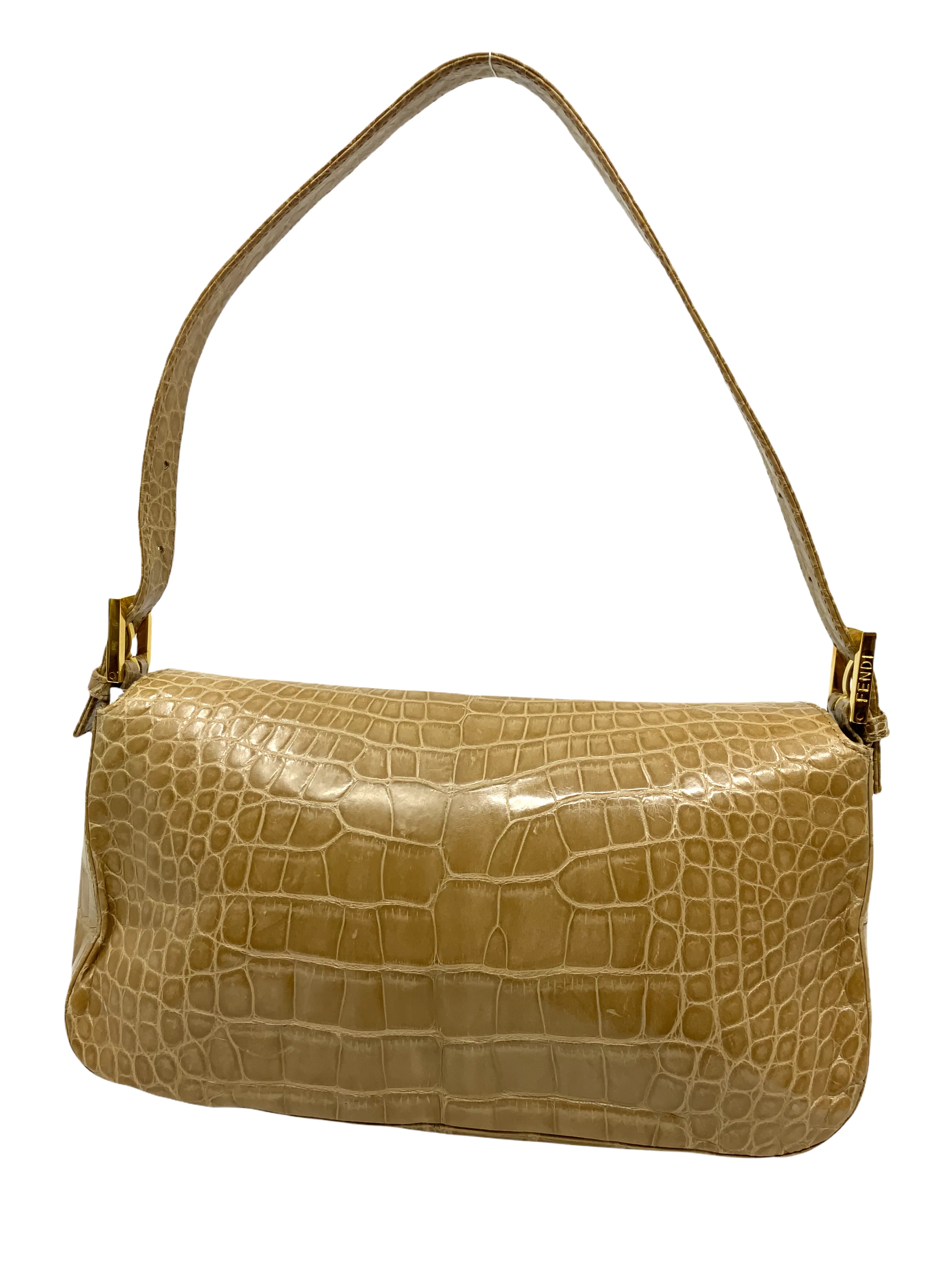 Fendi Crocodile Gecko FF Baguette Shoulder Bag