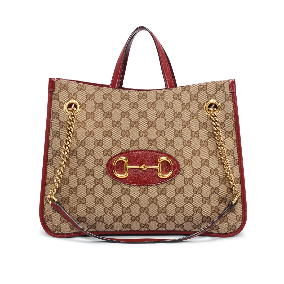 Gucci Red GG Canvas Horsebit Tote