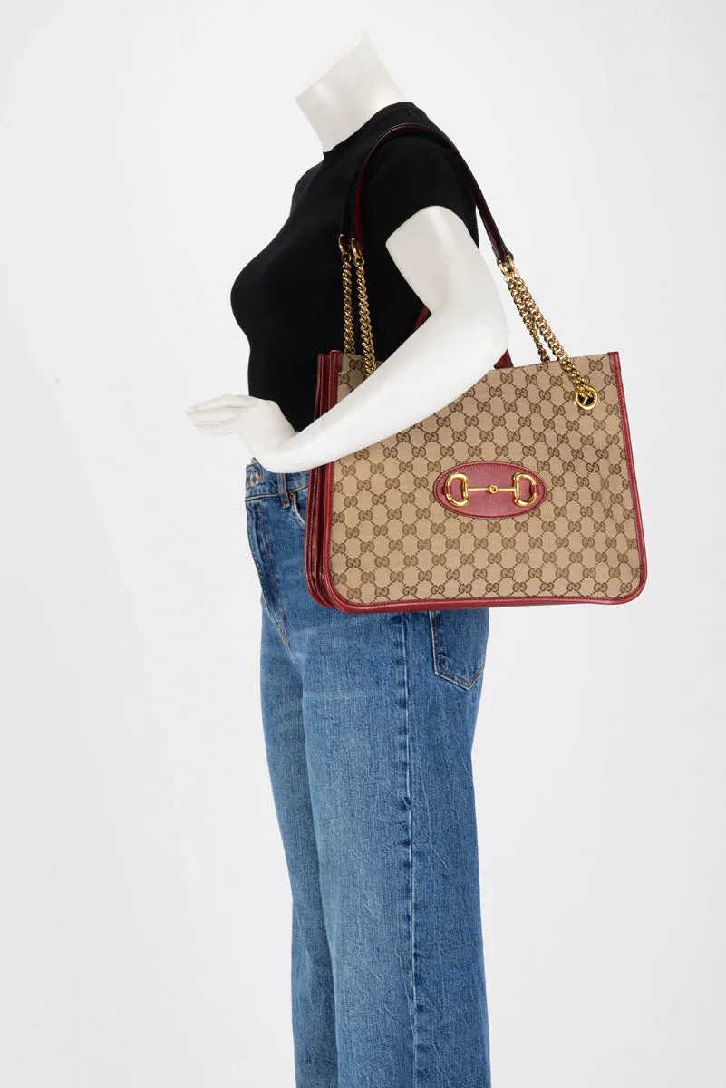 Gucci Red GG Canvas Horsebit Tote