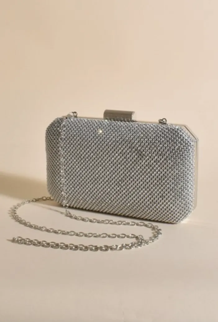 Holly Diamante Clutch - Silver