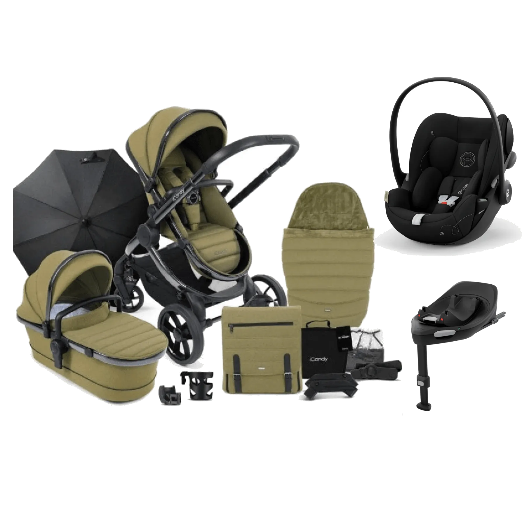 iCandy Peach 7 Cybex Cloud G Complete Travel System Bundle - Olive