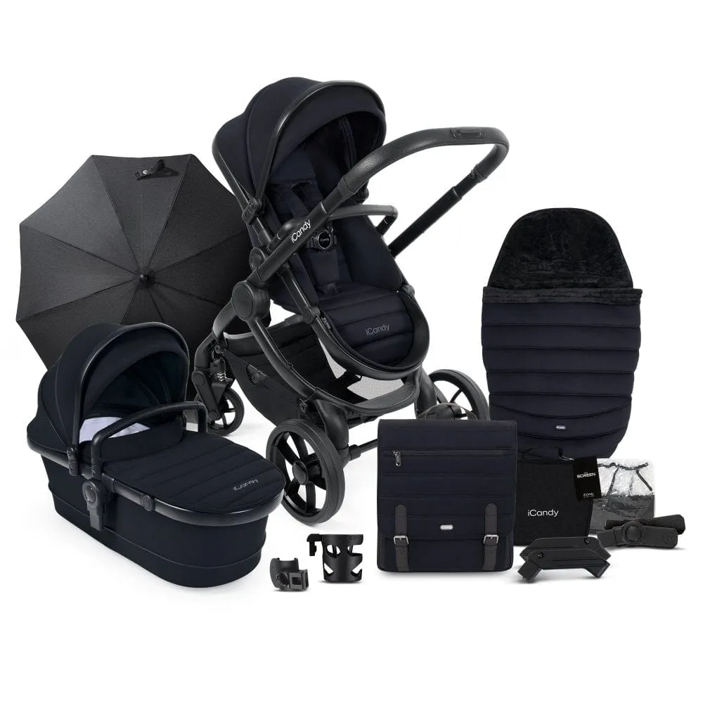 iCandy Peach 7 Maxi Cosi Cabriofix i-Size Travel System Bundle - Jet / Black Edition