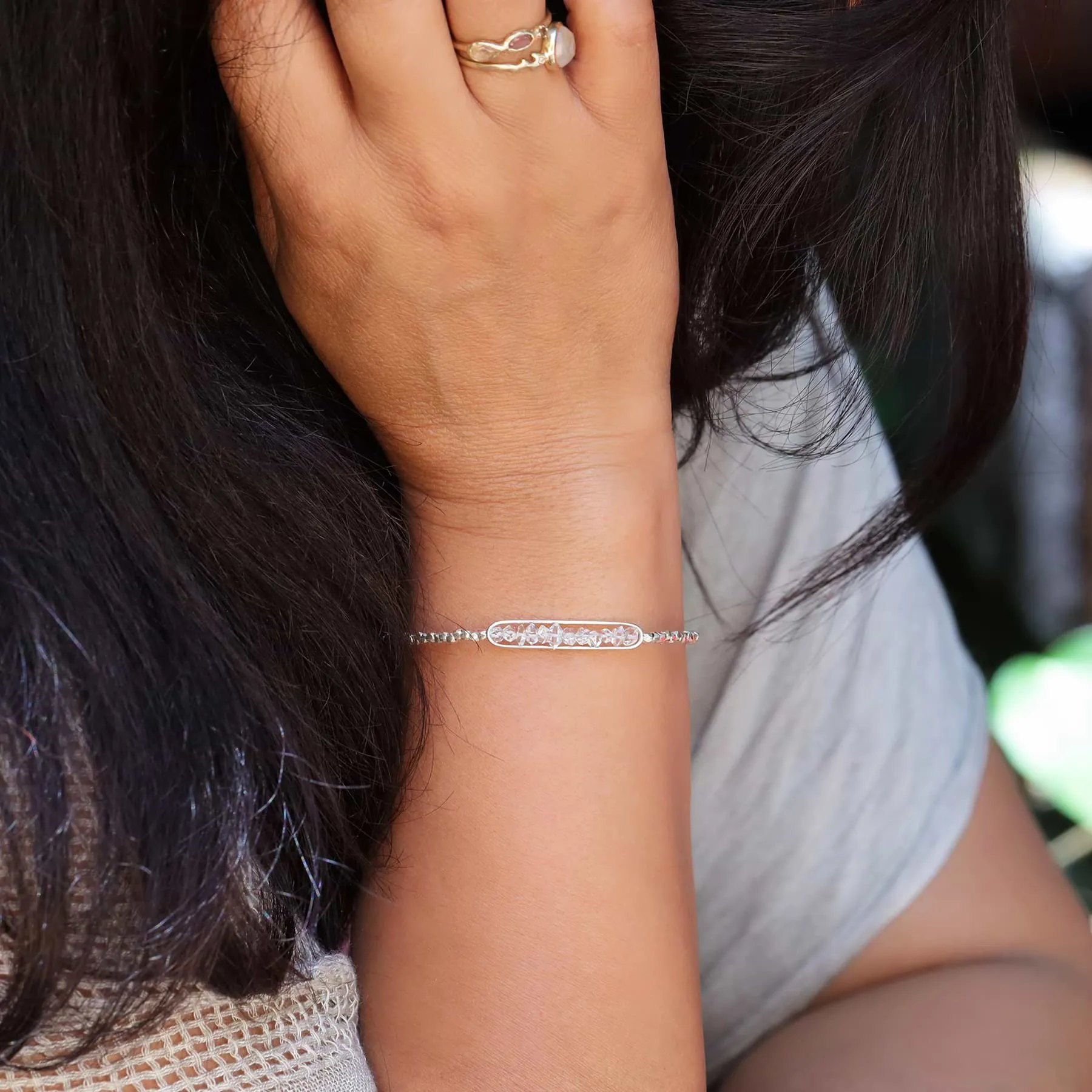 Icicles and Glitter - Herkimer Diamond Silver Bracelet