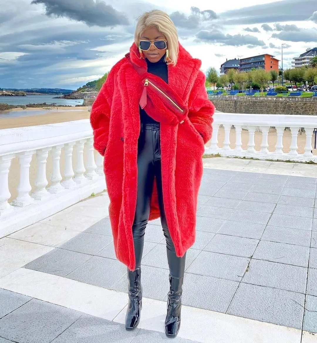 Jasmine Red Faux Fur Coat - Limited Stock