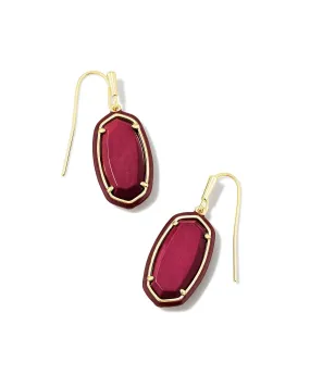 Kendra Scott Enamel Framed Dani Oval Dangle Earrings in Maroon Magnesite and Gold