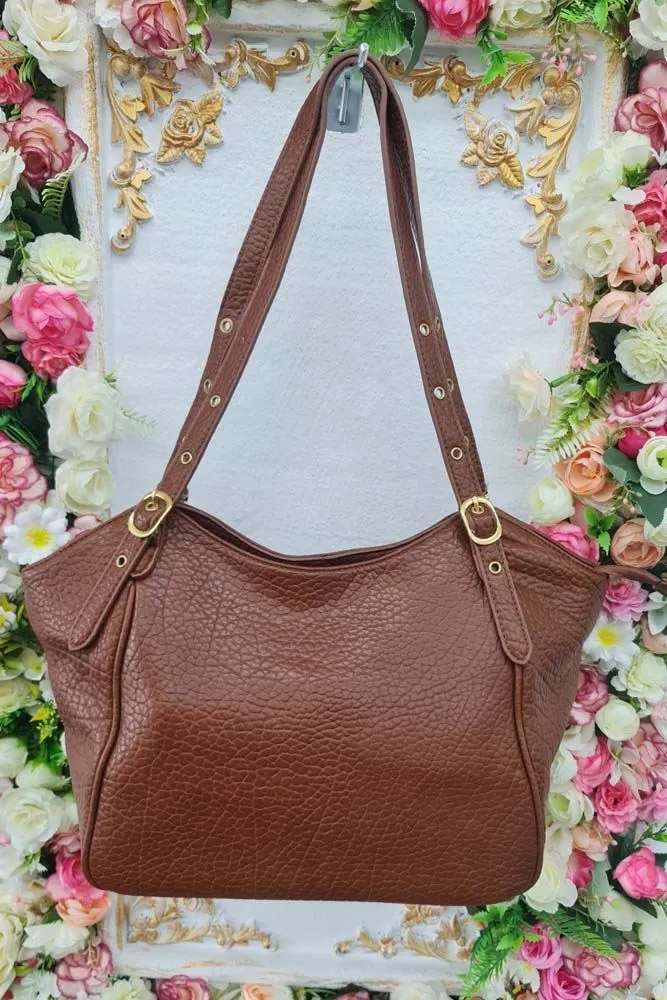 Leather Buckle Handle Shoulder Bag