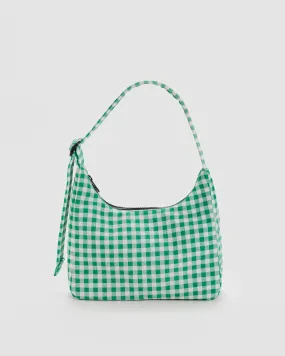 Mini Nylon Shoulder Bag in Green Gingham