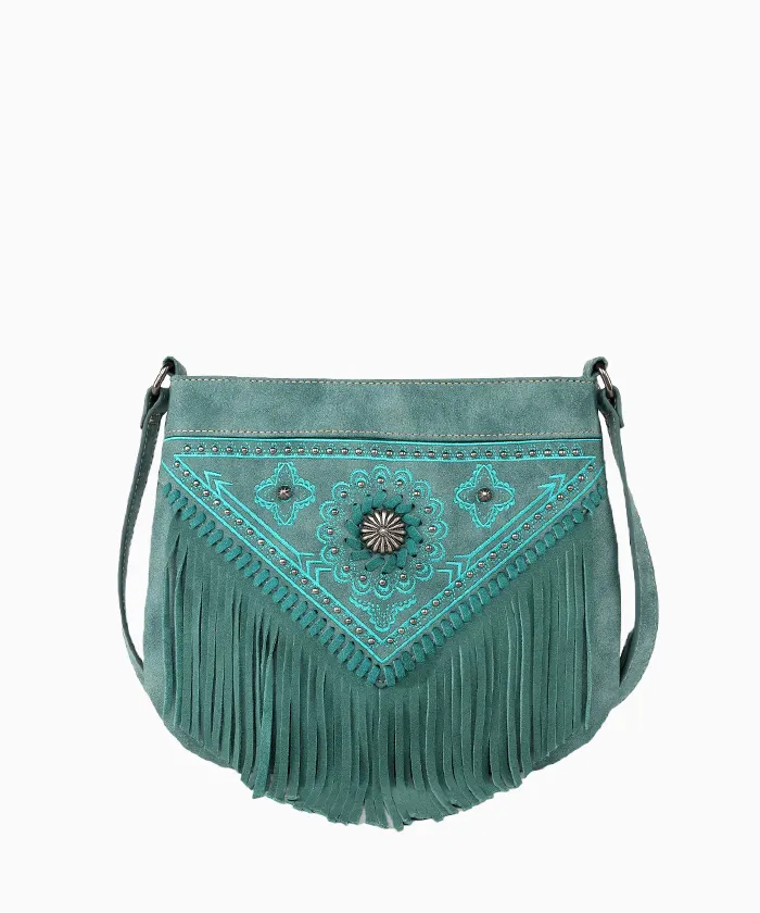 Montana West Concho Floral Fringe Crossbody Bag