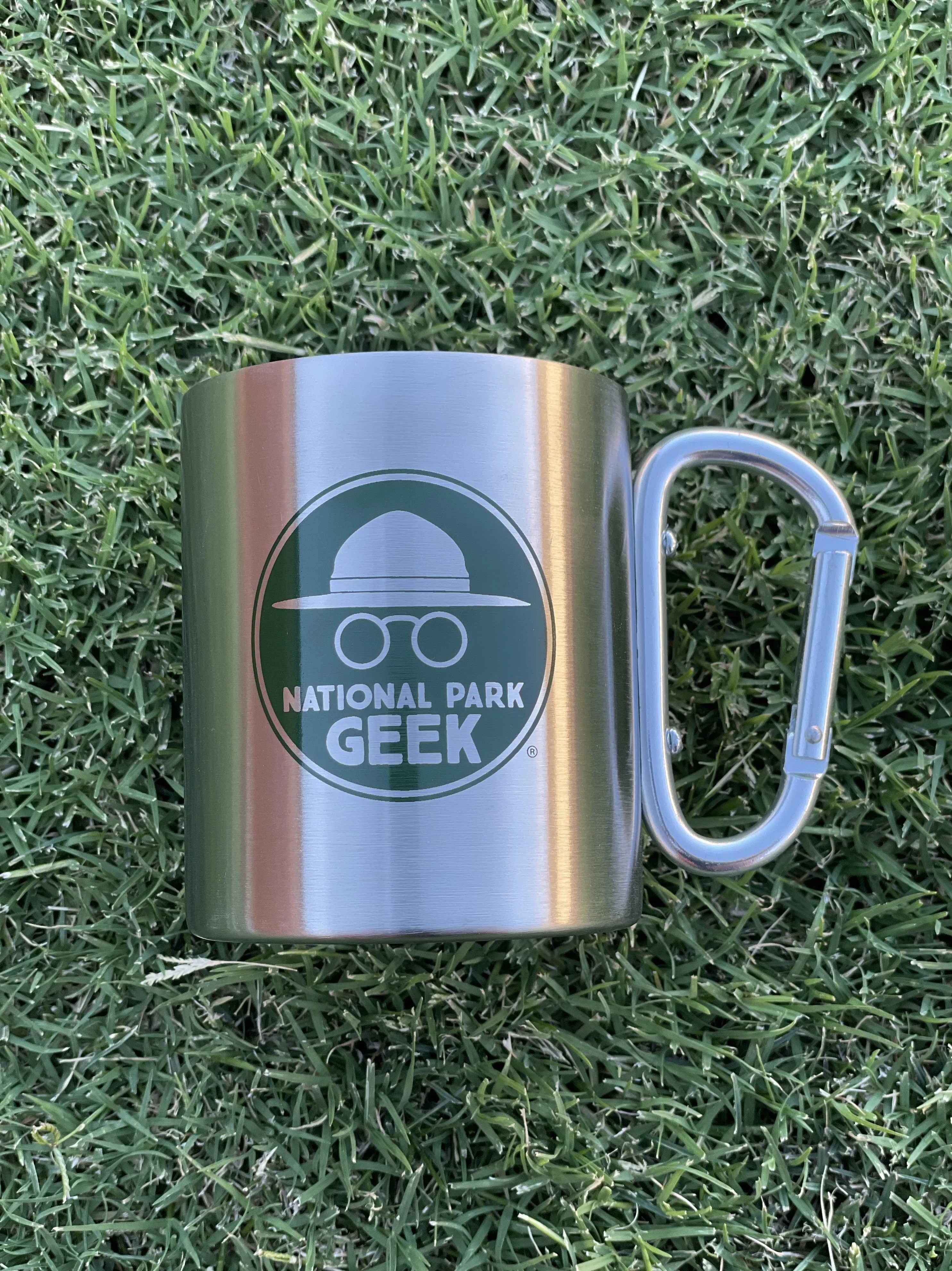 National Park Geek Carabiner Mug - Stainless Steel (includes US shipping, via USPS only)